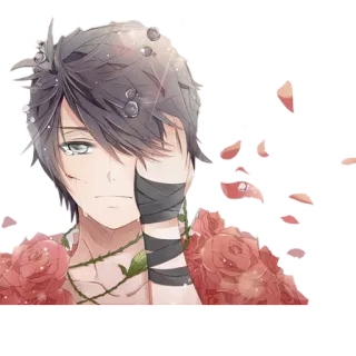 😢 79f8ffcf Anime, Manga, Chłopak, Róża, Postać, Sztuka, Smutny telegram sticker