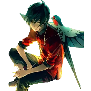 😒 b90bf56f Anime, Manga, Ptak, Czerwony, Postać telegram sticker