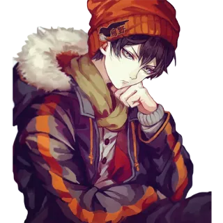 😒 ccc6308e Anime, Męski, Nastolatek, Kapelusz, Szalik, Kurtka telegram sticker