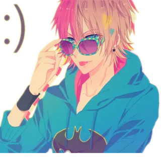 😝 d44c50de Anime, Postać, Okulary przeciwsłoneczne, Bluza z kapturem, Batman, Rysunek, Ilustracja telegram sticker