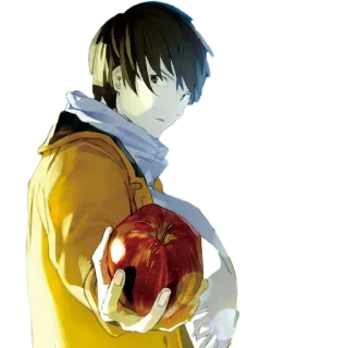 🍎 e12c3de2 Anime, Chłopak, Jabłko, Szalik, Zima, Ilustracja telegram sticker