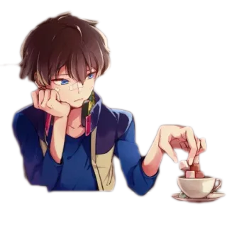 ☕️ fa5374c8 Anime, Chłopak, Cukier, Herbata, Kawa, Słodkie, Kreskówka telegram sticker