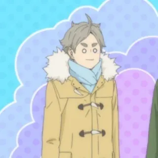 🍙 b38fdbc5 Sugawara Koushi Haikyuu!! Anime, Haikyu!!, Sugawara, Sugawara Koushi, Hiver, Manteau, Écharpe whatsapp sticker