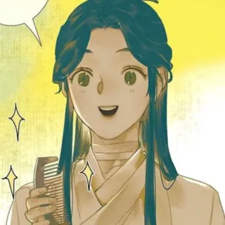 🌾 f440d688 personne, dessin animé, souriant, cheveux, peigne telegram sticker