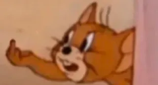 🖕 3f3ed864 Jerry Tom and Jerry cartone animato, topo, dito medio, offensivo, gesto, Jerry, Tom e Jerry whatsapp sticker
