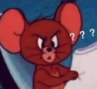 ❓ 699c58c5 Jerry Tom and Jerry ??? Cartone animato, Topo, Confuso, Domanda, Arrabbiato, Meme whatsapp sticker