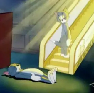 ⚰ 74b52130 Tom cartone animato, gatto, triste, esausto, stanco whatsapp sticker