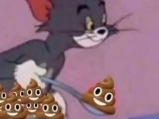 💩 92c729d3 Tom Cat cartone animato, gatto, emoji, cacca whatsapp sticker