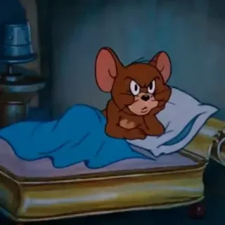 😕 f337e916 Jerry Tom and Jerry Cartone animato, Topo, Letto, Arrabbiato, Carino whatsapp sticker