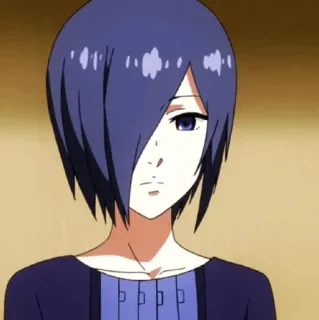 🪁 33387b99 Touka Kirishima Tokyo Ghoul anime, karakter, Touka, Tokyo Ghoul, rambut biru, perempuan whatsapp sticker