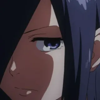 🪁 db60d523 anime, wanita, wajah, potret, serius, rambut biru whatsapp sticker