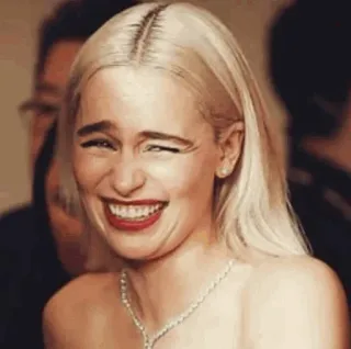 😂 e1cb092e женщина, улыбается, портрет, блондинка, ожерелье, счастливая telegram sticker