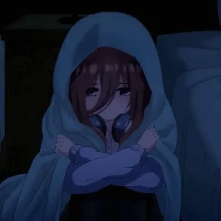 〰️ 99400ed6 Miku Nakano The Quintessential Quintuplets Anime, Ragazza, Cuffie, Coperta, Carino, Manga, Personaggio whatsapp sticker