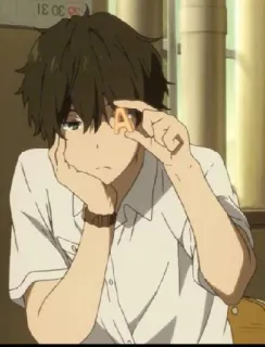 🤔 55802a4e anime, ragazzo, lettera, annoiato, scuola, capelli castani whatsapp sticker