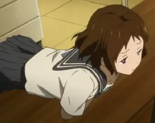 😤 5af9e4aa Anime, Ragazza, Uniforme scolastica, Gattonare, Pavimento whatsapp sticker