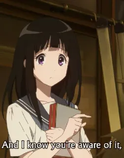 🐰 acd9e104 And I know you're aware of it, Anime, Ragazza, Scolara, Libri whatsapp sticker