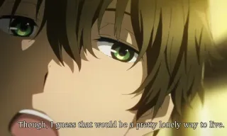 🧑 f55b995d Though, I guess that would be a pretty lonely way to live. anime, solo, personaggio, occhi verdi, primo piano whatsapp sticker