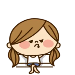 😏 0865ea5e kreskówka, dziewczyna, dąsy, uroczy, wyraz, postawa telegram sticker