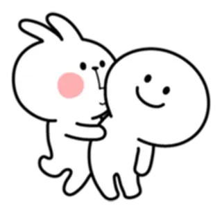 😘 e605df66 królik, słodki, kreskówka, kawaii, naklejka, przyjaźń, przytulanie telegram sticker