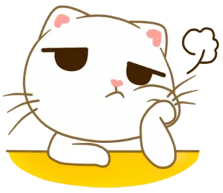 ☹️ 96074678 кот, грустный, скучно, мультфильм, милый, думающий, эмодзи telegram sticker