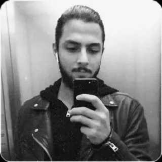 💎 151639bc 男, 自撮り, ポートレート, 白黒, レザージャケット telegram sticker