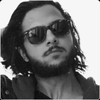 💎 41a73ca2 男性, サングラス, ひげ, ポートレート, 白黒 telegram sticker