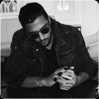 💎 a3b1d187 男性, サングラス, 白黒, ポートレート, ジャケット, 人 telegram sticker