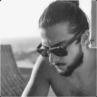 💎 b8ded659 男性, ポートレート, サングラス, 髭, 白黒, 男性 telegram sticker