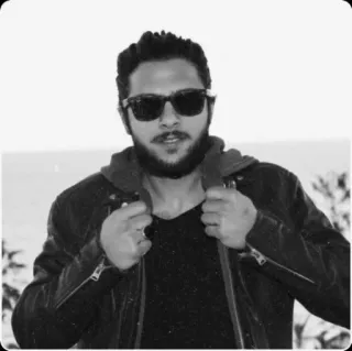 💎 c3c4e2a2 男性, サングラス, ジャケット, ひげ, 白黒, ポートレート telegram sticker