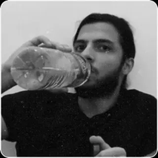 💎 f54c16d4 人, 飲む, 水, 指差し, グレースケール, 白黒, 男性 telegram sticker