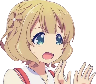 👏 a0e77357 Anime, Cartone animato, Carino, Ragazza, Preoccupata, Spaventata, Capelli biondi whatsapp sticker