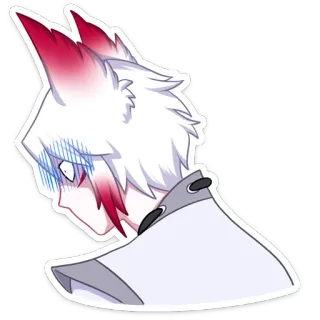 😨 5ffcc0d1 Anime, Manga, Białe Włosy, Lisie Uszy, Rumienienie się, Kawaii telegram sticker