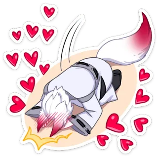 😍 901e0d19 Anime, Kreskówka, Lis, Zwierzę, Miłość, Serca, Słodkie, Naklejka telegram sticker