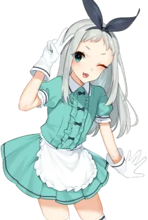 😍 17a7eed4 Anime meisje, Maid, Schattig, Vredesteken, Anime, Meisje, Cartoon telegram sticker