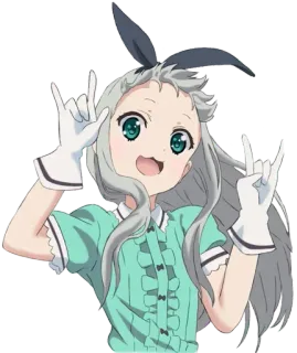 😍 3d4b594a anime meisje, schattig, vredesteken, cartoon, blij, vrolijk telegram sticker