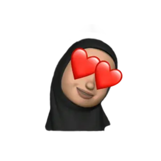 😍 0b793eb4 이모지, 히잡, 사랑, 하트 눈, 여자, 이슬람 telegram sticker
