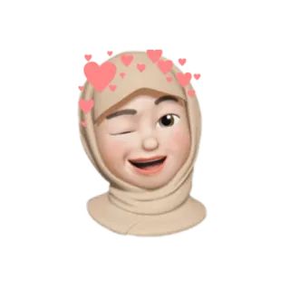 😉 605411de 이모지, 히잡, 윙크, 하트 telegram sticker