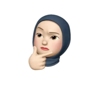 🤔 dea1cc55 이모지, 생각, 여자, 히잡, 이슬람, 무슬림 telegram sticker