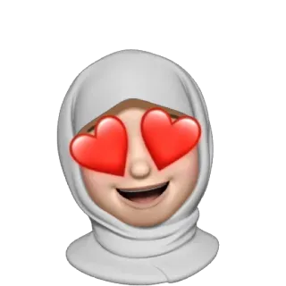 😍 fca223fa 이모지, 여자, 히잡, 하트눈, 사랑, 미소, 귀여운, 행복 telegram sticker