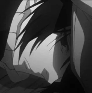 🌨 174d3d81 Anime, traurig, schwarz weiß, deprimiert, Person whatsapp sticker