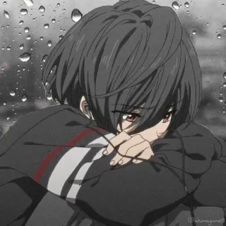 🌨 197aee59 Anime, Traurig, Regen, Junge, Einsam whatsapp sticker