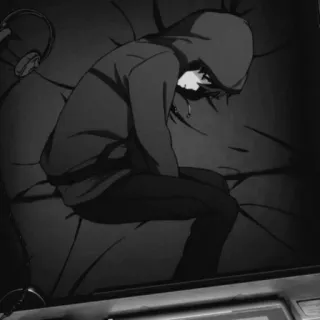 🌨 1e336eb4 traurig, Anime, Hoodie, einsam, allein whatsapp sticker