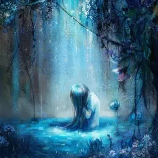 🌨 4bdeb792 traurig, einsam, Mädchen, Wasser, Kunst whatsapp sticker