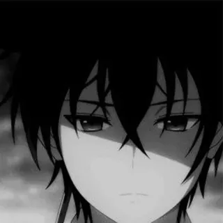 🌨 51f33c02 Anime, Junge, Monochrom, Traurig, Ernst whatsapp sticker
