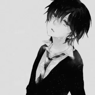 🌨 5f9543dc Anime, Junge, traurig, weinend, Schwarzweiß whatsapp sticker