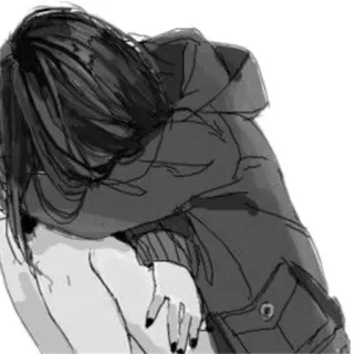 🌨 8c662d48 traurig, Anime, weinen, Depression, schwarz weiß, emotional whatsapp sticker