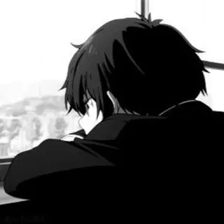 🌨 acdb6e2f Anime, Junge, Fenster, traurig, melancholisch whatsapp sticker