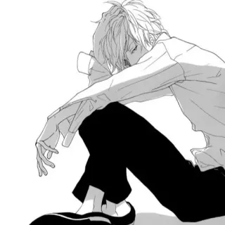 🌨 b5149edb Anime, Traurig, Junge, Monochrom, Sitzend, Melancholie whatsapp sticker