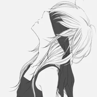 🌨 db722e95 Anime, Mädchen, Haare, Manga, Schwarzweiß whatsapp sticker