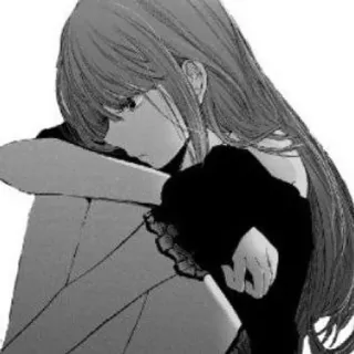 🌨 dbbda78f Anime, Traurig, Mädchen, Monochrom, Deprimiert whatsapp sticker